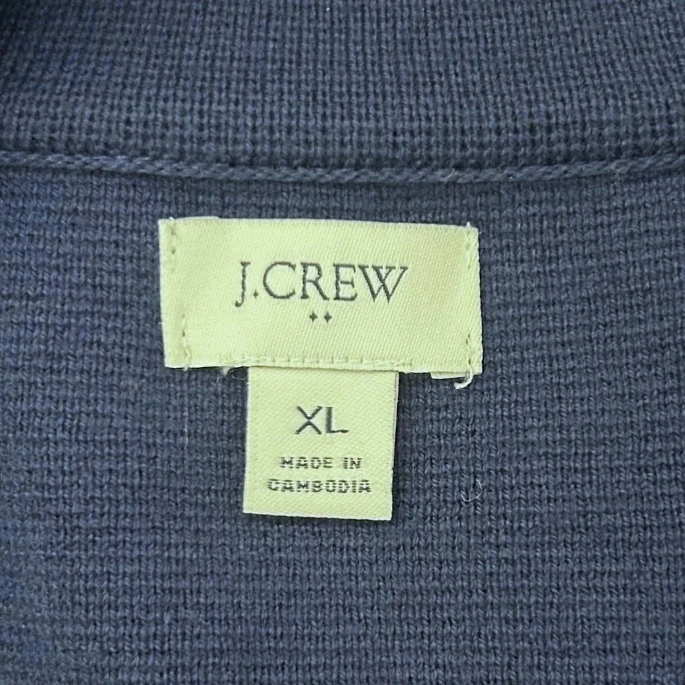 J.Crew Cecile Sweater Blazer Women XL Navy Blue Cotton Notch Lapel Single Button